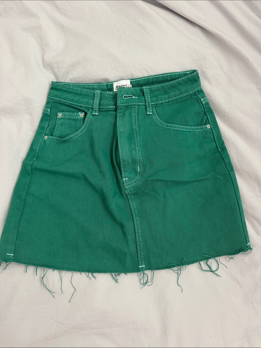 Princess Polly Emerald Green Denim Mini Skirt